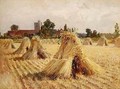Corn Stooks by Bray Church - Heywood Hardy