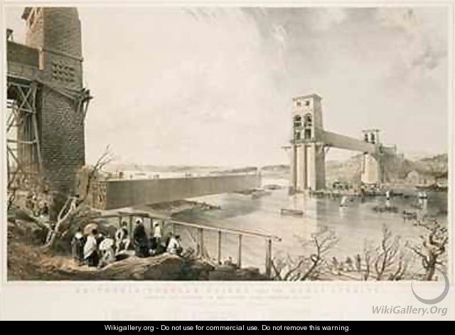 Britannia Tubular Bridge during construction - George Hawkins