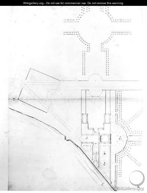 Site plan of scheme I Hampton Court - Nicholas Hawksmoor
