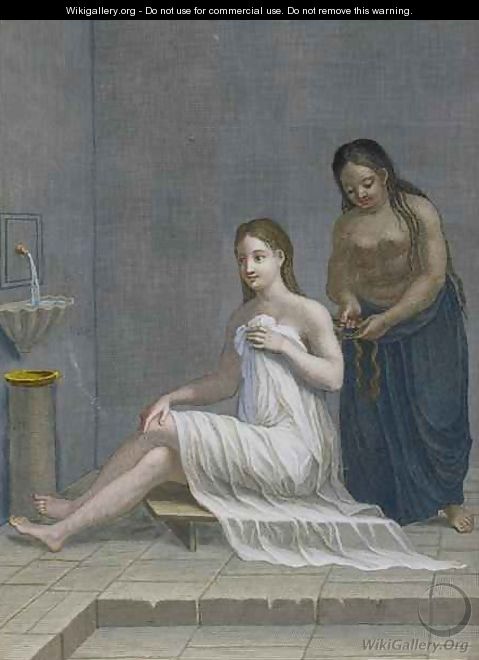 Turkish Girl having her hair braided in the baths - Jean-Baptiste Haussard