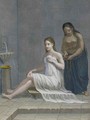 Turkish Girl having her hair braided in the baths - Jean-Baptiste Haussard