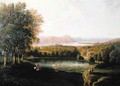 View from the Tarrytown of the Hudson River Old Dutch Church and Beckham Manor - Robert Havell, Jr.