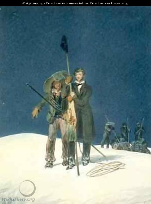 Charles Fellows with William Hawes Plants a Baton on the Summit - W.S. Hastings