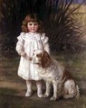 Portrait of a girl in a white dress with a dog - Helen Howard Hatton
