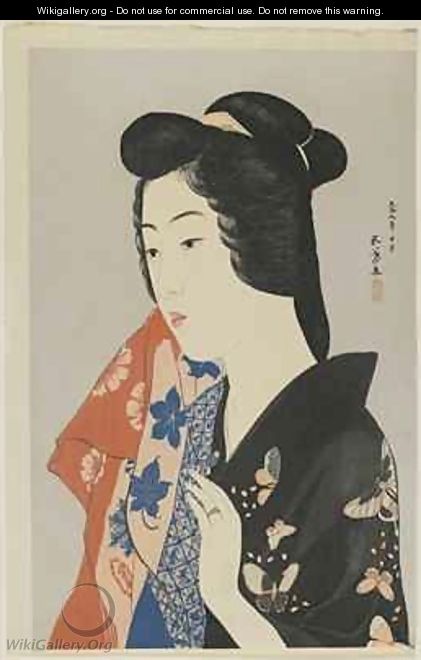 Woman Holding a Towel Taisho era - Goyo Hashiguchi