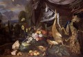Still-Life with Flowers and Fowl - Pieter Andreas Rysbrack