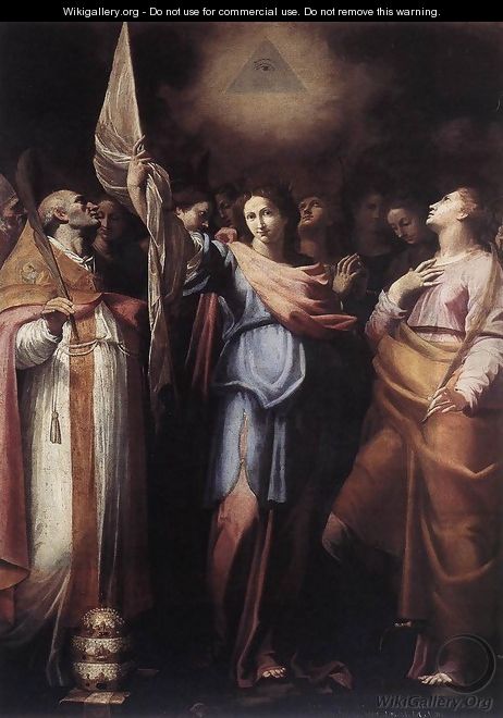 St Ursula and Her Companions with Pope Ciriacus and St Catherine of Alexandria - Bartolomeo Cavarozzi
