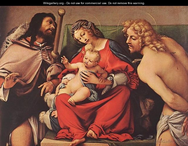 Madonna with the Child and Sts Rock and Sebastian - Lorenzo Lotto