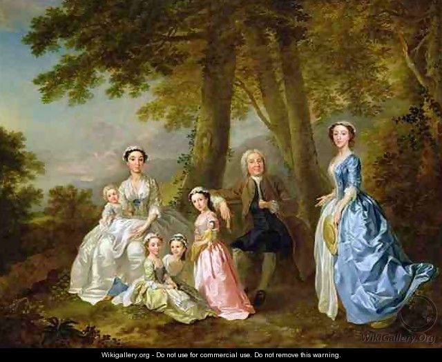 Samuel Richardson seated with his second family - Francis Hayman