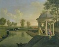 The Brockman Family at Beachborough Temple Pond with the temple in right foreground - Edward Haytley