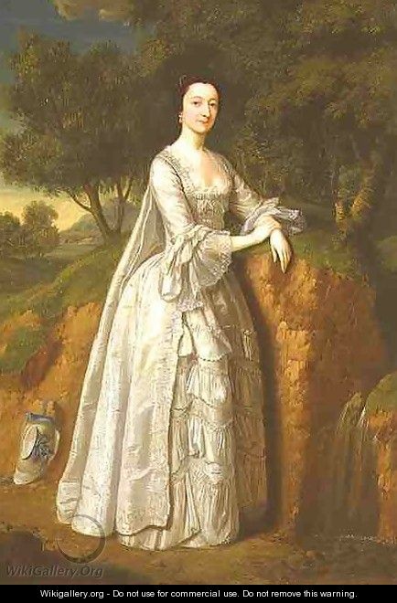 Elizabeth Montague standing in a Wooded Landscape - Edward Haytley