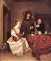 A Young Woman Playing a Theorbo to Two Men - Gerard Terborch