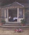 Lady Reading over Tea in a Conservatory - Jessica Hayllar