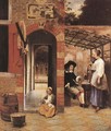 Drinkers in the Bower - Pieter De Hooch