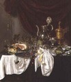 Still life with a ham overturned nautilus cup and oysters on a draped table - G.W. & Ring, P. de Heda