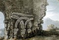 Saxon capitals in the walls of the church of the Hospice of St James Dunwich Suffolk - Thomas Hearne