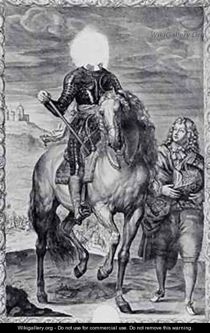 Defaced equestrian portrait of Charles I - (after) Dyck, Sir Anthony van