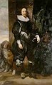 Portrait of King Charles I wearing the order of the garter with a dog by his side - (after) Dyck, Sir Anthony van