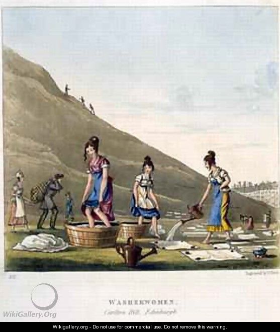 Washerwomen Calton Hill Edinburgh from Airy Nothings or scraps and naughts and odd cum shorts in a circumbendibus hop step and jump - (after) Egerton, Michael