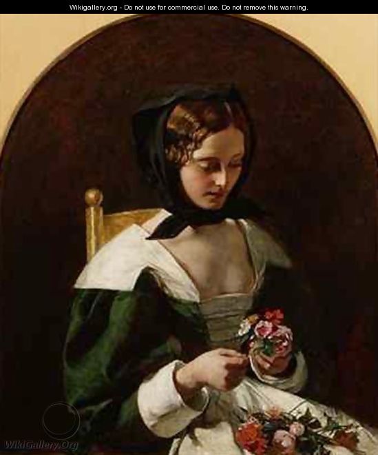 Girl Making a Bouquet of Flowers - Augustus Leopold Egg