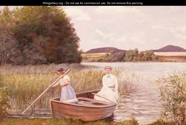 The Artists Wife and Daughter in a Rowing Boat - Jens Jensen Egebjerg