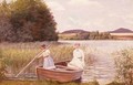 The Artists Wife and Daughter in a Rowing Boat - Jens Jensen Egebjerg