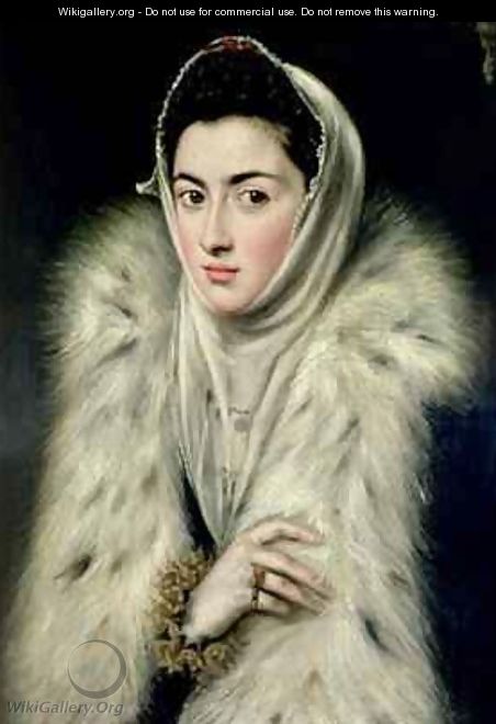 Lady in a Fur Wrap - (after) El Greco, Domenico