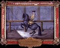 No 44 A Cap de More horse of the Spanish Riding School performing a dressage movement called a Curvet - Baron Reis d' Eisenberg