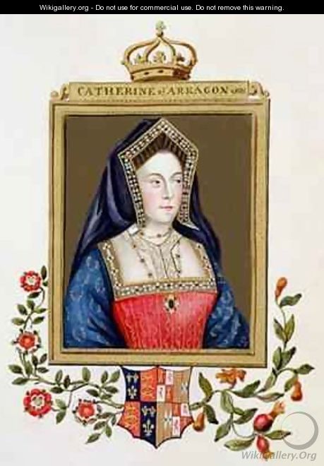 Portrait of Catherine of Aragon 1st Queen of Henry VIII from Memoirs of the Court of Queen Elizabeth - Sarah Countess of Essex