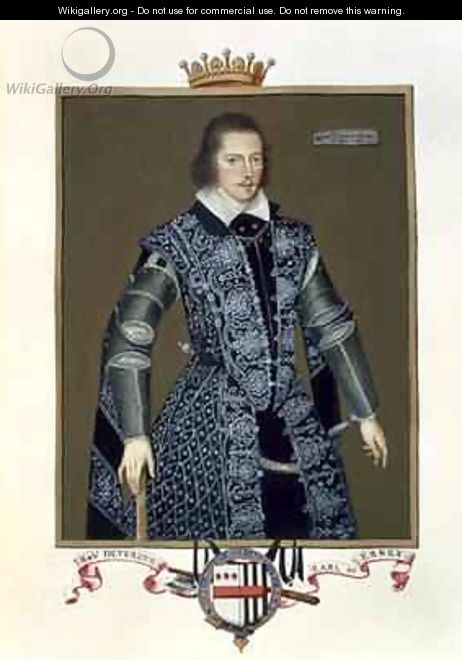 Portrait of Robert Devereux 2nd Earl of Essex from Memoirs of the Court of Queen Elizabeth - Sarah Countess of Essex