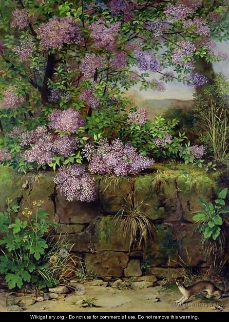 Blooming Lilacs in front of a Wall - Emilie von der Embde
