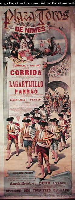 Poster advertising a bullfight at the Plaza de Toros - J. & Pastor, E. Estellor