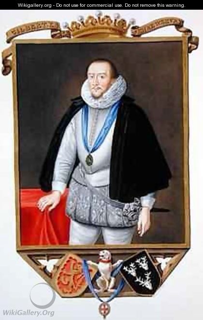Portrait of Gilbert Talbot 7th Earl of Shrewsbury from Memoirs of the Court of Queen Elizabeth - Sarah Countess of Essex