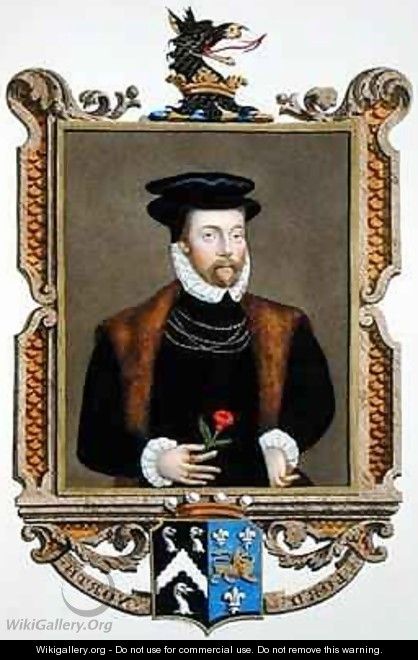 Portrait of Lord Roger North 1530-1600 2nd Baron North from Memoirs of the Court of Queen Elizabeth - Sarah Countess of Essex