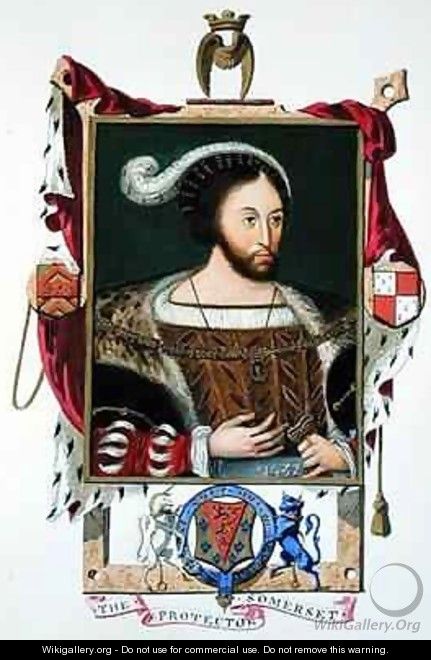 Portrait of Edward Seymour Lord Protector of Edward VI and Duke of Somerset from Memoirs of the Court of Queen Elizabeth - Sarah Countess of Essex