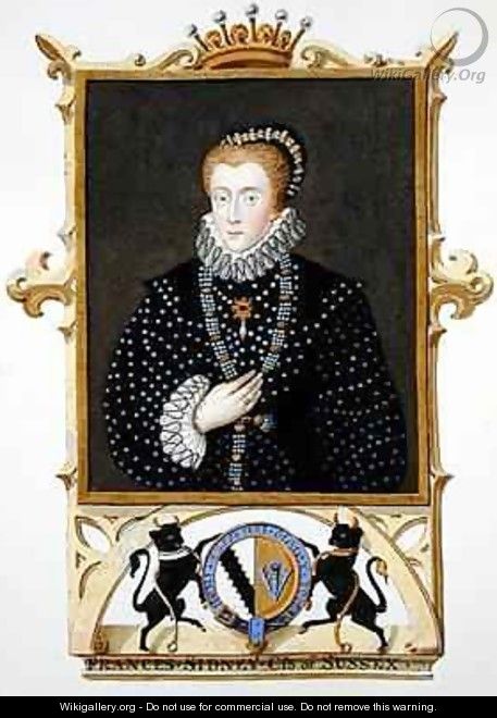 Portrait of Frances Sidney Countess of Sussex from Memoirs of the Court of Queen Elizabeth - Sarah Countess of Essex