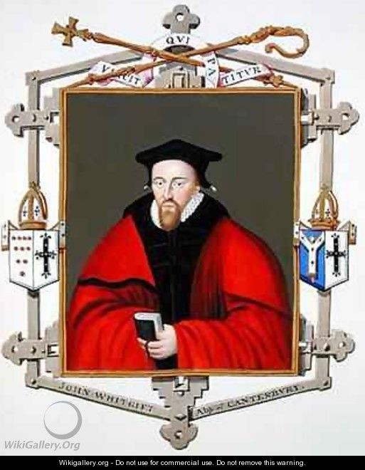 Portrait of John Whitgift Archbishop of Canterbury from Memoirs of the Court of Queen Elizabeth - Sarah Countess of Essex