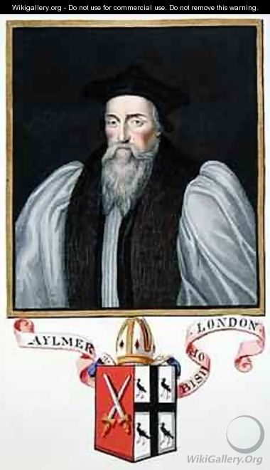 Portrait of John Aylmer 1521-94 Bishop of London from Memoirs of the Court of Queen Elizabeth - Sarah Countess of Essex