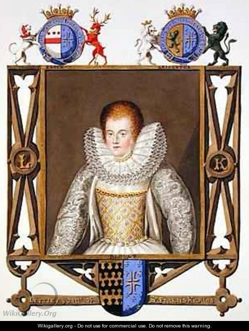 Portrait of Lettice Knollys Daughter of Sir Francis Knollys from Memoirs of the Court of Queen Elizabeth - Sarah Countess of Essex