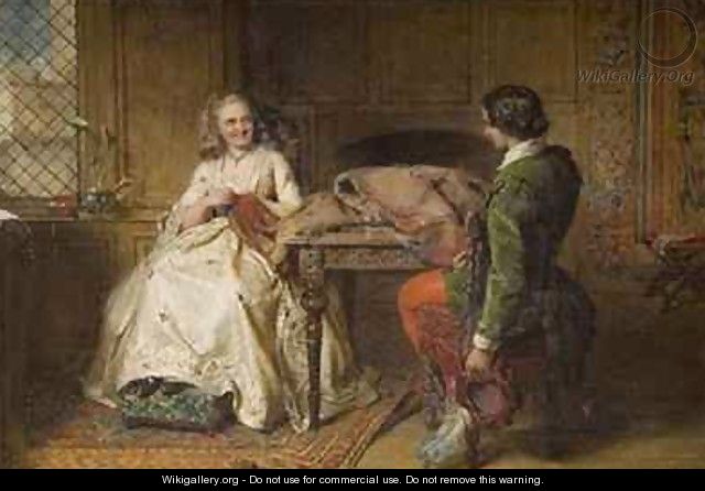Catherine Seyton and Roland Graeme in a scene from The Abbot by Walter Scott 1771-1832 - John Faed