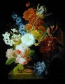 Still life of flowers in a marble urn - Pieter Faes