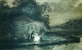 Nocturnal landscape with a river and shepherds - Barent Fabritius