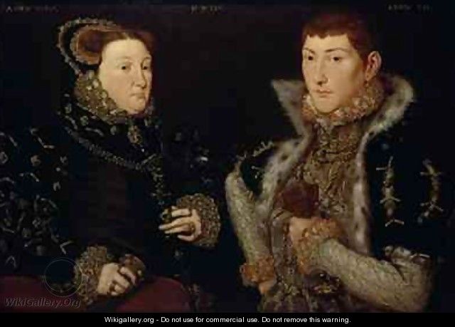 Lady Mary Nevill and her son Gregory Fiennes - Hans Eworth