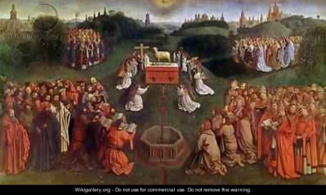 Copy of The Adoration of the Mystic Lamb from the Ghent Altarpiece 3 - (after) Eyck, Hubert & Jan van