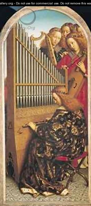 Angel musicians detail from the right hand side of the Ghent Altarpiece - Hubert & Jan van Eyck