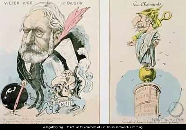 Caricatures of Victor Hugo 1802-85 and Napoleon III 1809-73 - (Faustin Betbeder) Faustin