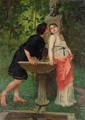 Lovers by a Fountain - Modesto Faustini
