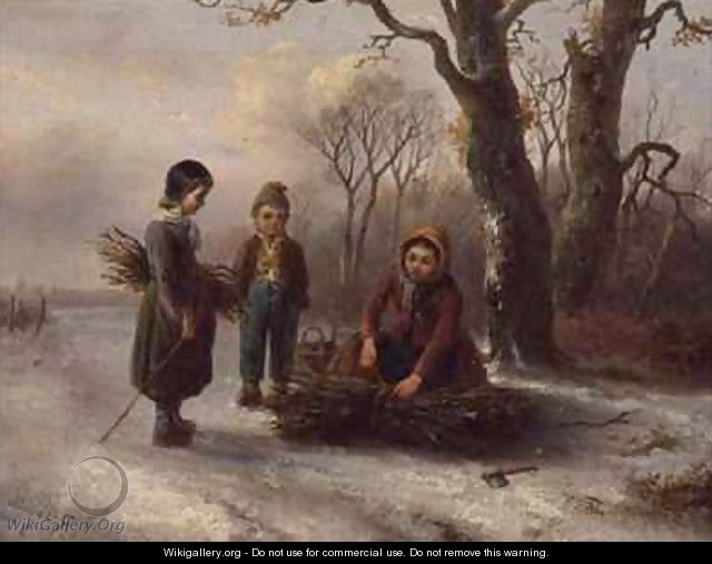 Children Collecting Logs - R. Favelle