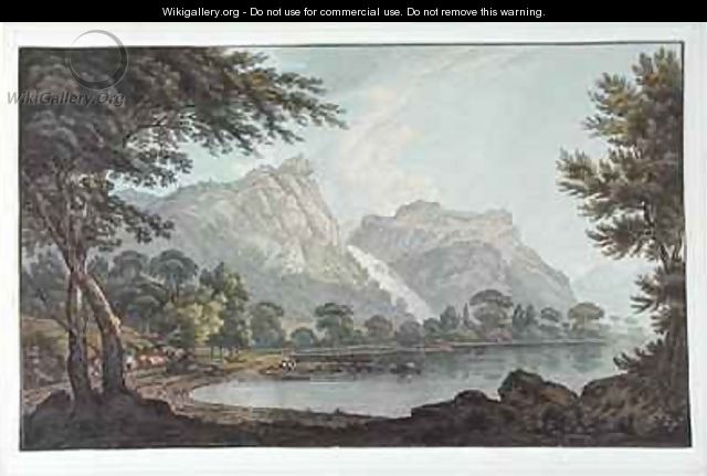 Lodore Rocks fall and cottage distance - Joseph Farington