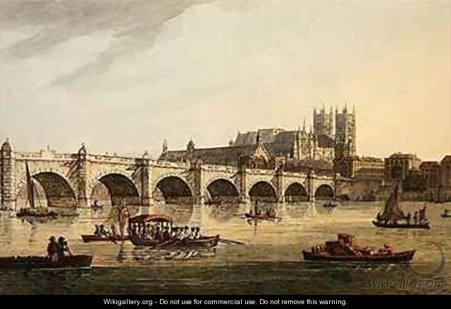 View of Westminster Bridge Abbey and Hall - (after) Farington, Joseph